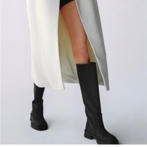 NEW Zara Rubberized Lug Sole Knee High Boots | Blog Fav |Colour Black Size 38